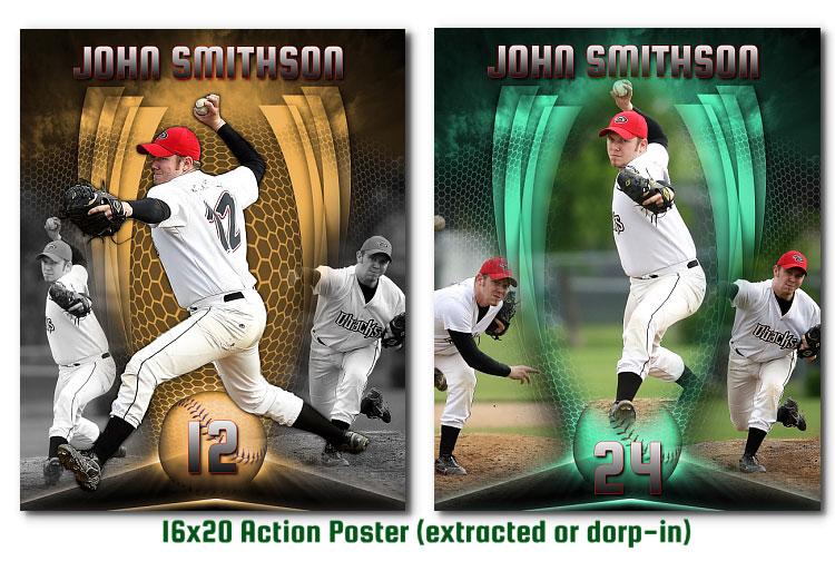arc4Studio:: Photoshop Templates for Baseball Photography Baseball Photoshop Action Poster