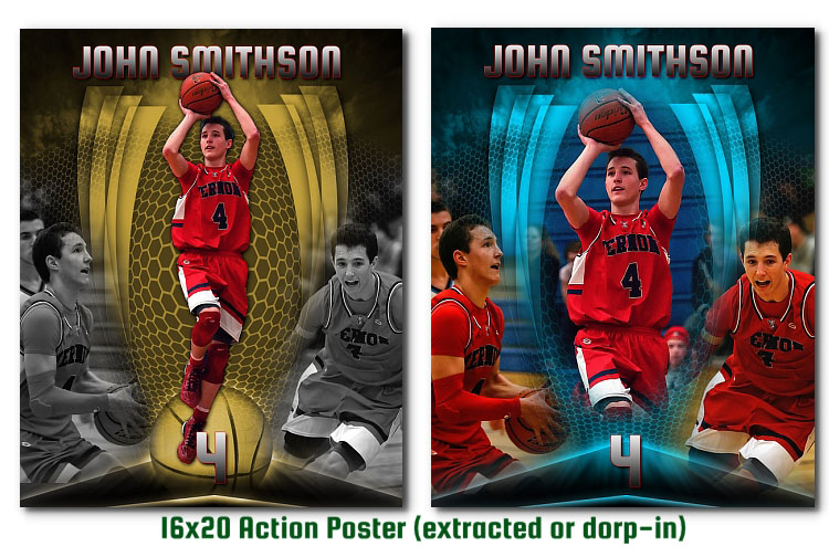 arc4Studio:: Photoshop Templates for Basketball Photography Basketball Photoshop Action Poster