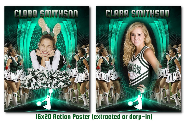 arc4Studio:: Photoshop Templates for Cheerleading Photography Cheerleading Photoshop Action Poster