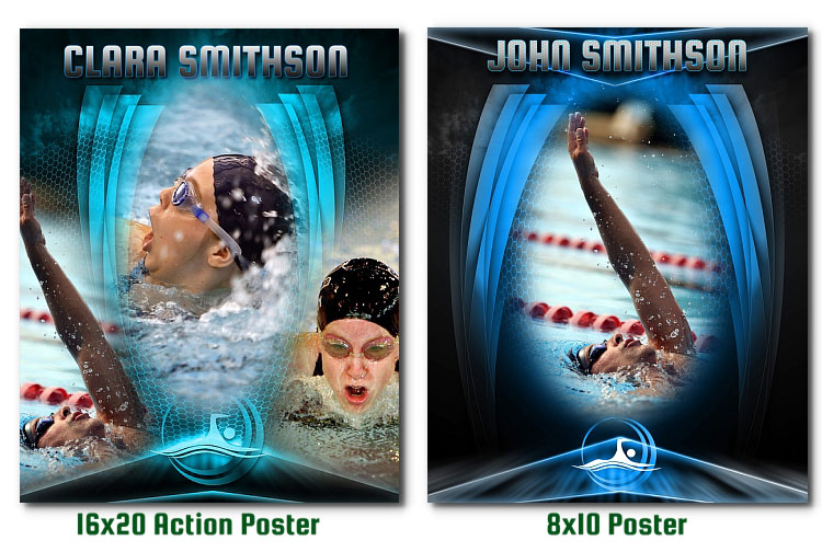arc4Studio:: Photoshop Templates for Swimming Photography Swimming Photoshop Action Poster