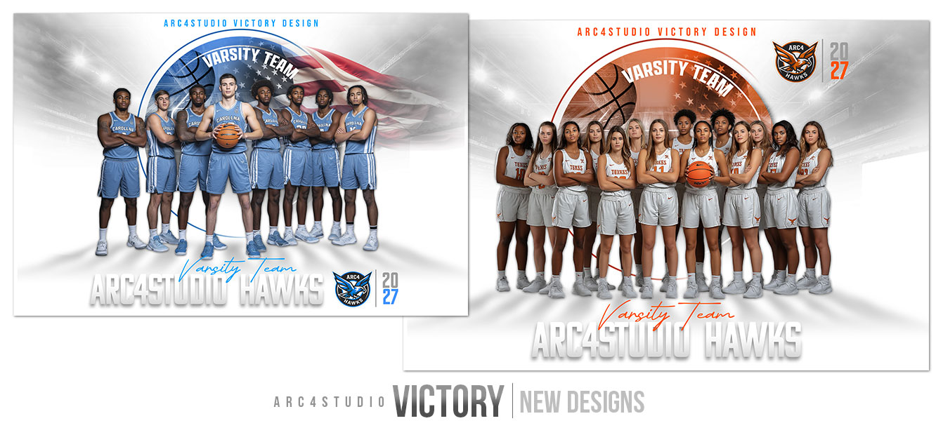 VICTORY Basketball sports photography template with white and dark background options