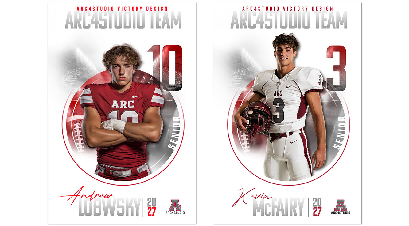 VICTORY Football individual athlete Photoshop template with customizable team colors