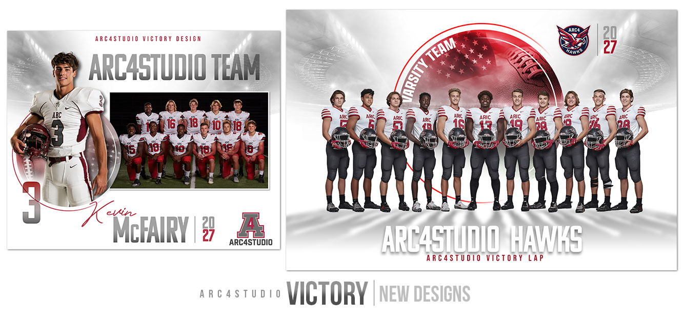 VICTORY Football sports photography template with white and dark background options