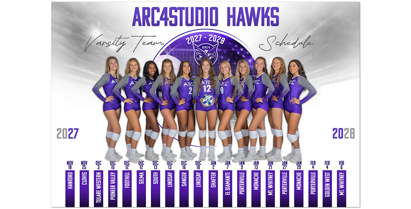 VICTORY Volleyball team photography and season schedule Photoshop templates