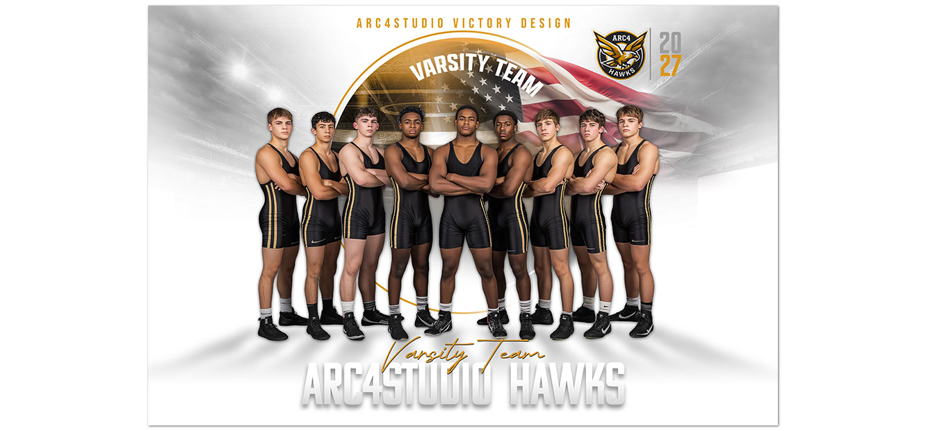 VICTORY Wrestling sports photography template with white and dark background options