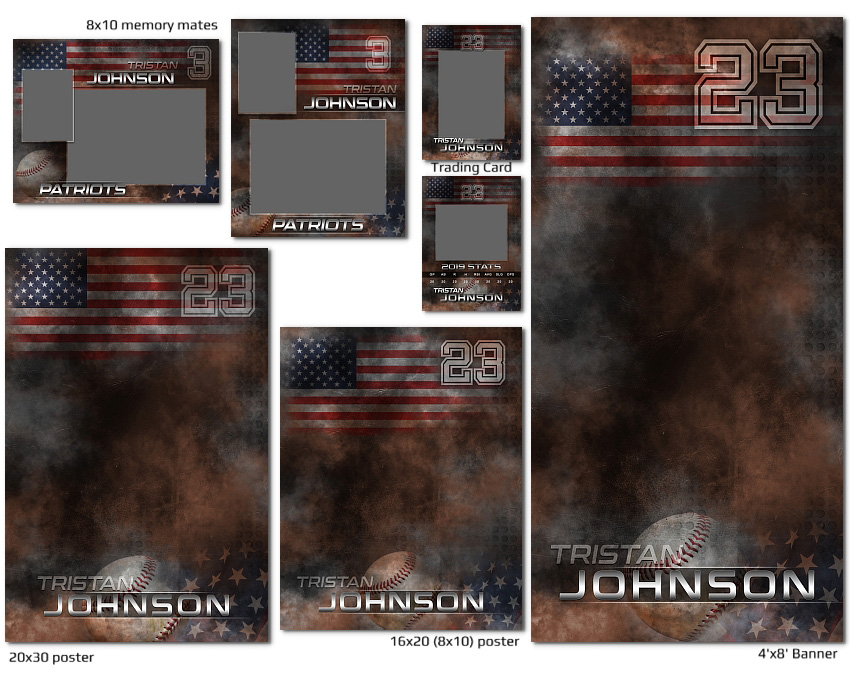 Patriotic Baseball Photoshop Templates