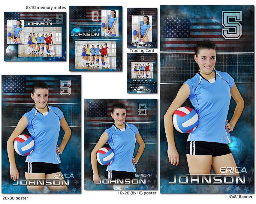Patriotic Volleyball Photoshop Templates