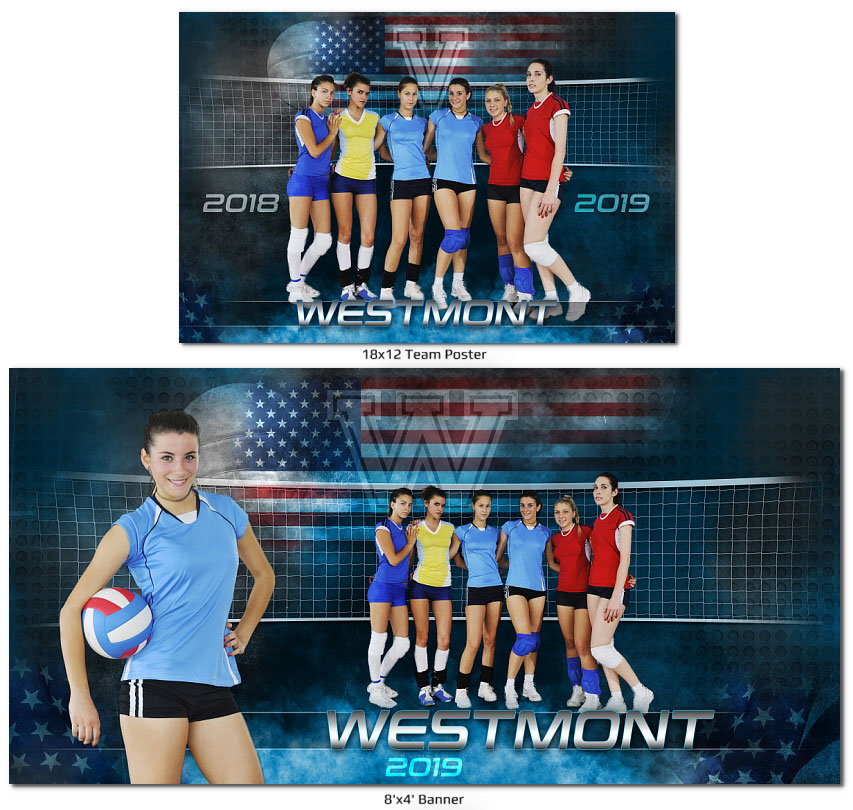 Patriotic Volleyball Photoshop Templates