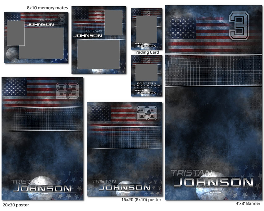 Patriotic Volleyball Photoshop Templates